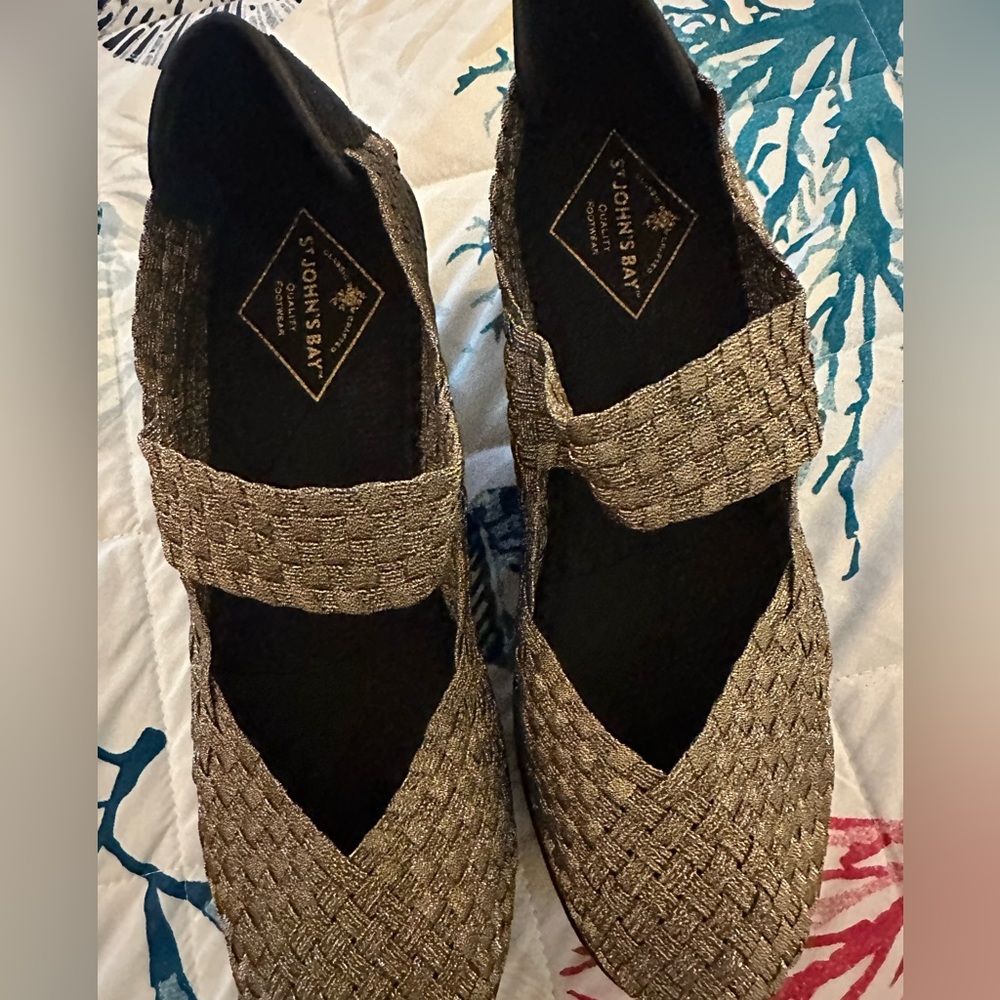 St John Bay, ladies gold tone shoes